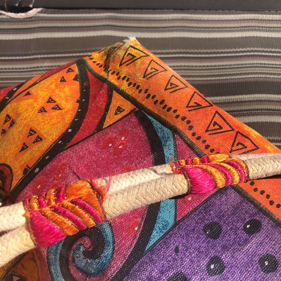 Laurel Burch Large Tote Bag 19" - Colorful Cats Feline Art Print - Canvas Bag - Picture 10 of 16